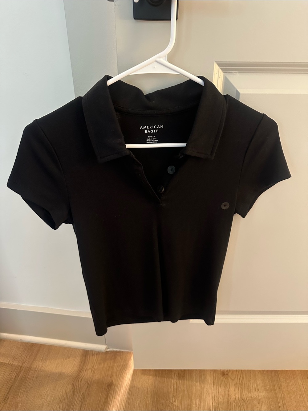 American Eagle Outfitters Black Short Sleeve Polo Tee